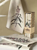 Belarusian Flax Linen Kitchen Towels Set With Grass And Flowers 45x60cm 3pcs - $37.99