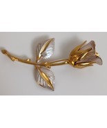 VINTAGE Long STEMMED ROSE Metal Lapel PIN Costume Jewelry Estate Pinback 3&quot; - $302.90 MXN