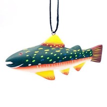 Brook Trout  Fish Fair Trade Nicaragua Balsa Wood Handmade Handcrafted Ornament - £12.46 GBP