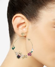 Thalia Sodi Gold-Tone Imitation Pearl &amp; Crystal Bee and Flower Drop Hoop Earring - £11.07 GBP