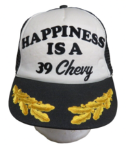 Vintage 39 Chevy Mesh Trucker Hat Snapback Scrambled Eggs Blue White - $13.79 CAD