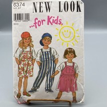 Vintage Sewing PATTERN New Look 6374, Kids 1995 Overalls Jumper and Cap,... - $11.65