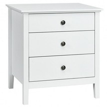 Nightstand Beside End Side Table Organizer with 3 Drawers-White - Color: White - £113.47 GBP