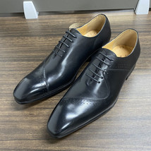   Italian Cow Leather Dress Shoes Mens New Fashion Lace-up Brown Green Wedding O - £100.51 GBP