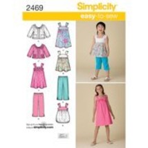 Simplicity Easy-to-Sew Karen Z Pattern 2469 Girls Dress or Top, Capri Pants and  - $5.82