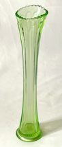 Vintage Uranium Glass Swung Paneled Bud Vase 11.5&quot; Tall - $24.99