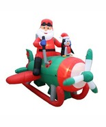 8 Foot Long Animated Christmas Inflatable Santa Airplane Penguin Jet LED... - $103.94