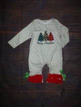 NEW Boutique Baby Girls Christmas Tree Ruffle Romper Jumpsuit 6-12 Months - £9.75 GBP