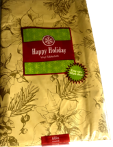 Christmas Poinsettia Pine Cone Vinyl Tablecloth Flannel Backed Holiday 5... - £18.91 GBP