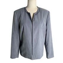 Vintage Norton McNaughton Embroidered Jacket 8 Blue Grey Full Zip Front ... - £29.01 GBP