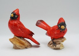 Pair of Porcelain Cardinal Bird Salt Pepper Shaker Set - $19.79
