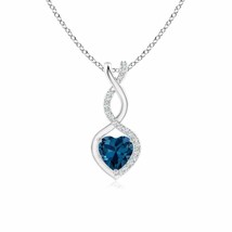 5mm London Blue Topaz Infinity Heart Pendant with Diamonds in Silver - £244.94 GBP