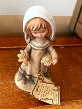 Vintage Enesco Little Bible Friends by Lucas RUTH Holding Wheat Ceramic ... - $14.89