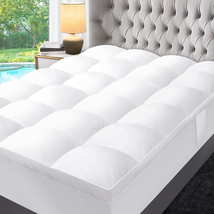 Extra Thick Mattress Topper Feather Cotton Plush Fluffy Pillowtop Luxury... - $278.80+