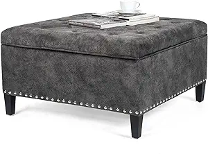 Storage Ottoman Bench For Living Room, Tufted Square Coffee Table Footst... - $289.99