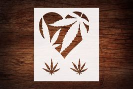 Reusable Love Heart &amp; Marijuana Leaf Stencil 8.5&quot; x 11&quot; - Custom Design ... - $14.69