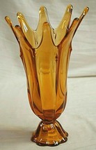 Elegant Studio Art Glass Vase Viking Style Amber Stretched Footed Vintage MCM - £79.12 GBP