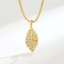 Cubic Zirconia &amp; 18K Gold-Plated Leaf Pendant Necklace - £11.18 GBP
