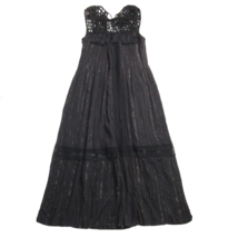 NWT Anthropologie Maeve Abilene in Black Tassel Crocheted Yoke Maxi Dress XS - £48.49 GBP