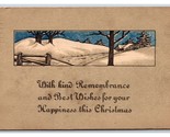 Best Wishes For Christmas Winter Landscape Cabin Country Road DB Postcar... - $2.92