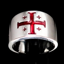 Sterling silver Jerusalem cross ring Knights Templar flag medieval religious sym - £87.91 GBP