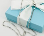 34&quot; Tiffany Bead Necklace Dog Chain Mens Unisex in Sterling Silver - $169.00