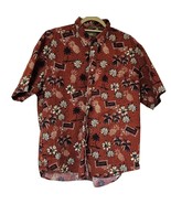 Natural Issue Mens Hawaiian Shirt XL Burgandy Blue Pineapple Floral Cotton - £14.79 GBP