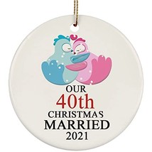 hdhshop24 Our 40 Years Christmas Married Bird Couple 2021 Ornament 40th Wedding  - £15.78 GBP