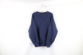Vintage 70s Russell Athletic Mens Medium Blank Crewneck Sweatshirt Navy Blue USA - £94.58 GBP