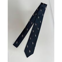 Vintage Mens Navy Blue 100% Silk Tie Lighter Pattern Very Slim.  Vintage... - $18.00