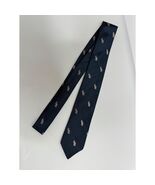Vintage Mens Navy Blue 100% Silk Tie Lighter Pattern Very Slim.  Vintage... - $18.00