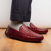 Remo Genuine Caiman Slip On Driving Loafers Wine image 10