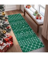 jinchan Christmas Runner Rug 3x7 Green Moroccan Non Slip Soft Carpet - $40.07 CAD