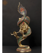 20'' Stylised Krishna Modern Art Statue | Brass With Inlay Work | Handmade - £478.81 GBP