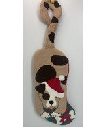 Hooked Yarn Hanging Tail Puppy Dog Christmas Stocking Needlepoint Rug  18” - $30.38