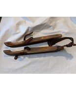 1800&#39;s Armada Primitive Antique Wood Steel Ice Skates Leather Straps Siz... - $1,674.50 MXN