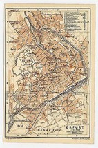 1910 Original Antique Map Of Erfurt City / Thuringia Thüringen Germany - £21.35 GBP