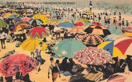 Postcard Beach View $5.00 Reward If You Can Find Me This Crowd on Beach 1945 M27 - £2.78 GBP