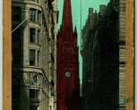 Trinity Church and Wall Street New York NY NYC 1916 Ullman DB Postcard I1 - $4.04