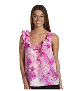 Juicy Couture Pink Floral Tie Dye Silk Top Shirt BLACK LABEL Blouse Sz M... - £46.94 GBP