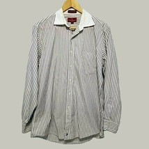 Nordstrom Button Up Shirt Mens 15.5 Neck 33 Grey Pinstripe Long Sleeve - £12.50 GBP