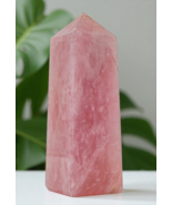 A+ Pink ROSE QUARTZ Crystal Tower Healing Wand Reiki Stone Decor Gift 150mm - $93.96