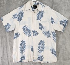 Marc Edwards Shirt Mens Extra Large White Blue Hawaiian Linen Blend Button Up - £18.94 GBP