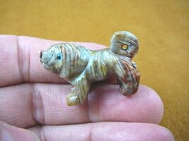 (Y-DOG-LL-3) gray red Lhasa Apso DOG small stone carving SOAPSTONE lap p... - $8.99