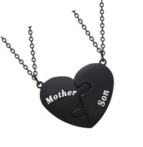 2PCs Mother and Son Matching Love Heart Pendant Set - £35.32 GBP