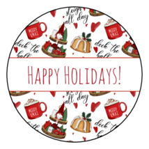 12 HAPPY HOLIDAYS STICKERS ENVELOPE SEALS LABELS 2.5&quot; ROUND GIFT TAGS CH... - $7.49