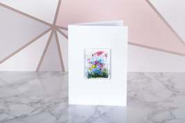 Handmade Fused Glass Art - Cards - Wildflower, Cornflower, Blooming, Violet, Daf - £3.97 GBP