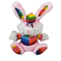 Vintage 1984 Animal Toy Pink Rainbow Bunny Plush Rabbit Stuffed Easter P... - $46.72