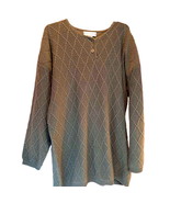 Partners Women&#39;s Pullover Sweater Green Long Sleeve Jewel Neck Tight Kni... - $24.74