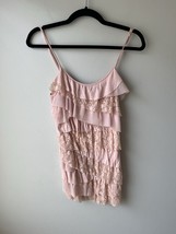 Vintage Womens Top Small Pink Tiered Lace Trim Strappy Princess Fairy 90... - $15.83